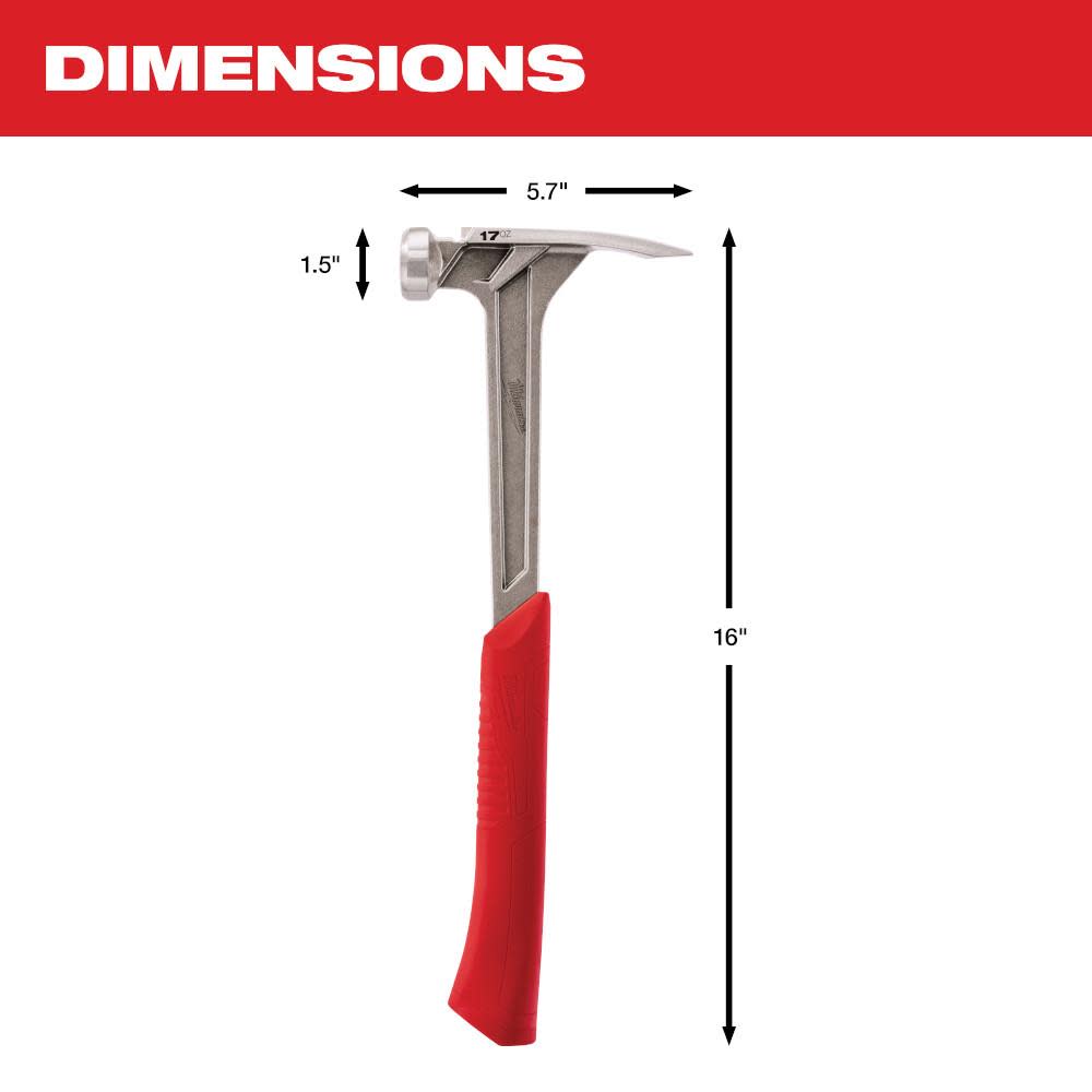 Milwaukee 17 oz Smooth Face Framing Hammer - Ascmtools