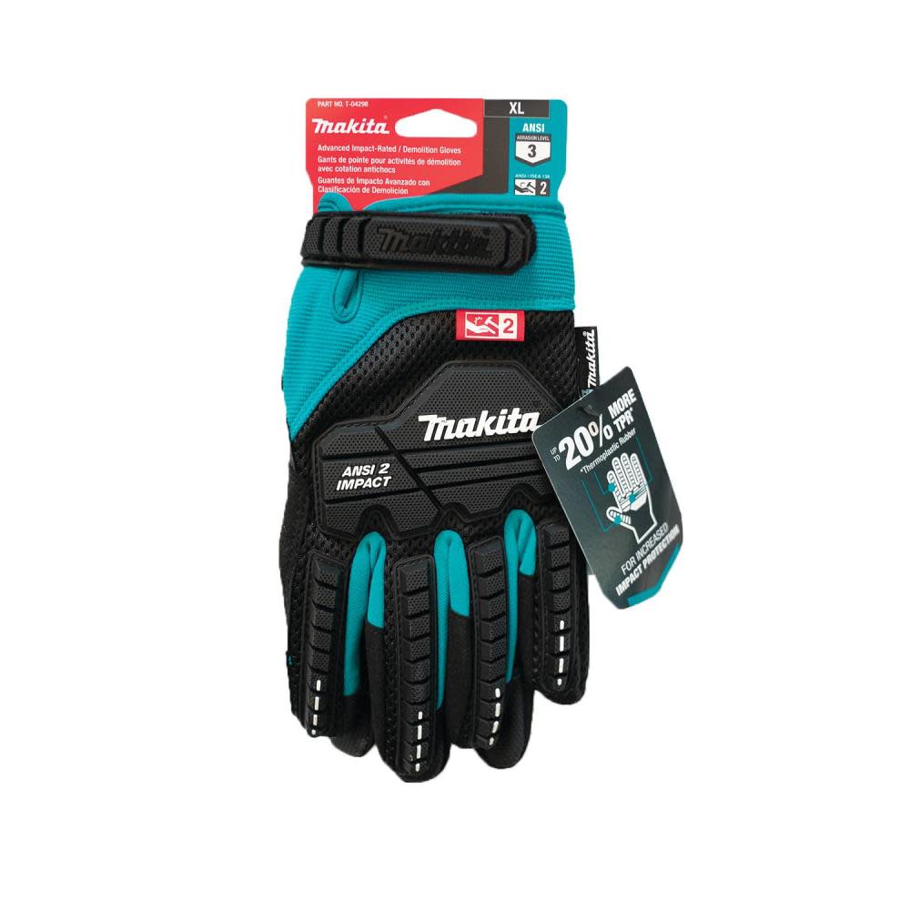 Makita Demolition Gloves Advanced ANSI 2 Impact Rated XL - Ascmtools