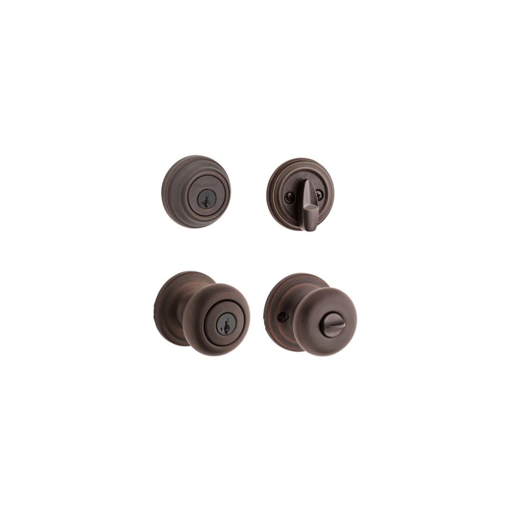 Kwikset Venetian Bronze Juno Door Knob & Single Cylinder Deadbolt Set - Ascmtools
