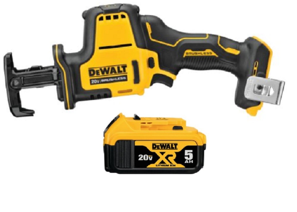 DEWALT Atomic 20V MAX One Handed Reciprocating Saw with 5AH Battery Bundle - Ascmtools