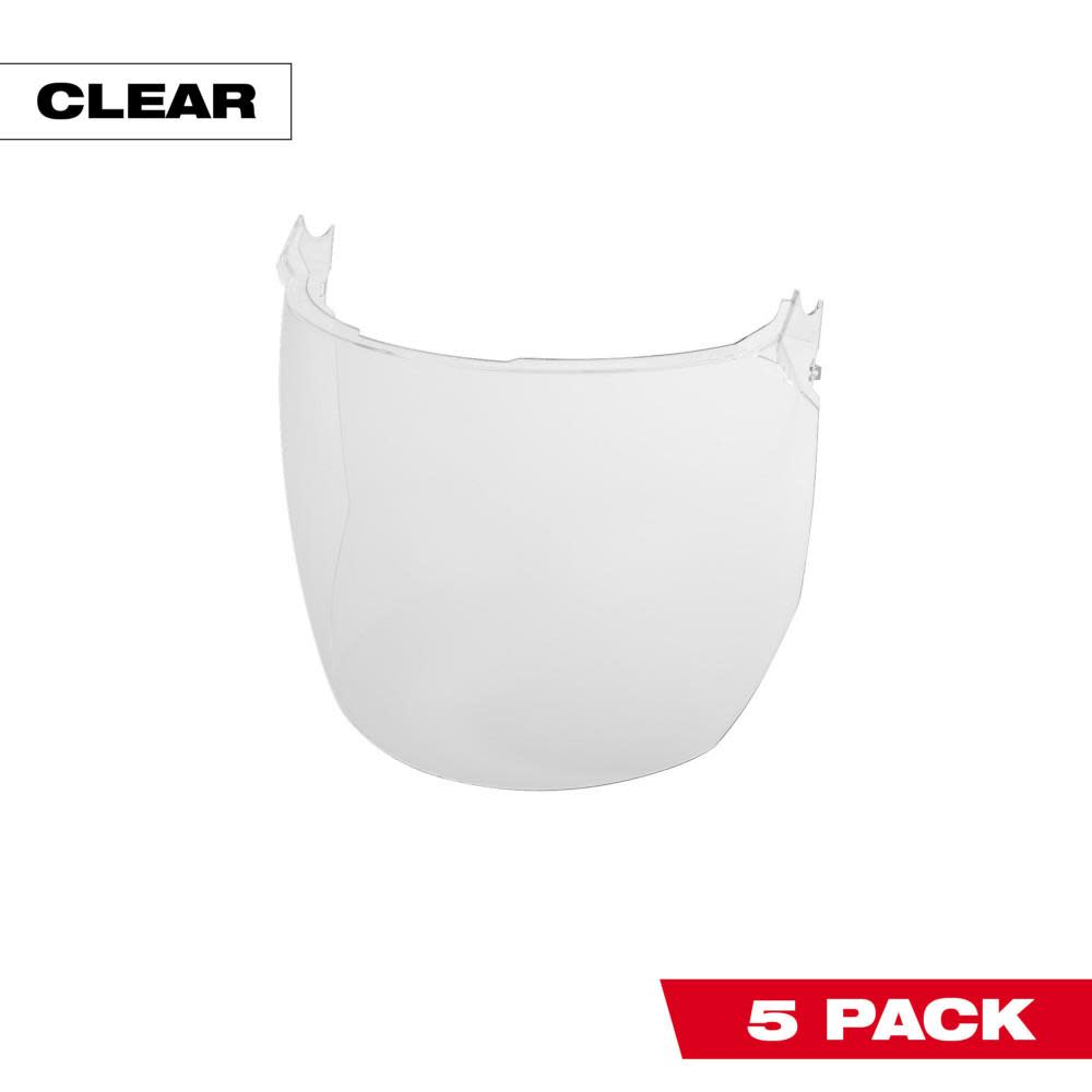 Milwaukee Clear Face Shield Replacement Lenses Helmet & Hard Hat Mount 5pk - Ascmtools