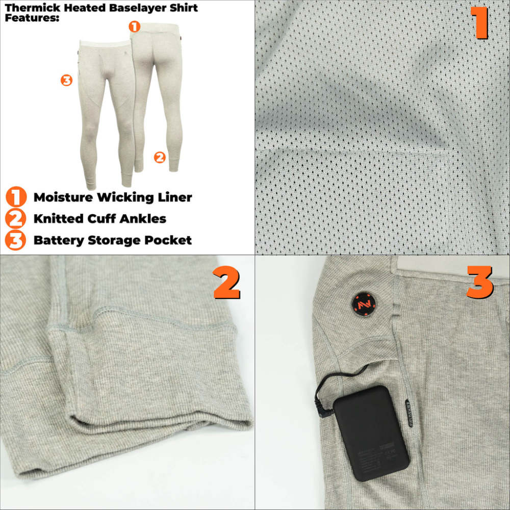 Mobile Warming 7.4V Thermick 2.0 Heated Pant Mens Gray Medium - Ascmtools