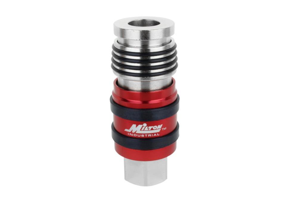 Milton 2 In ONE Universal Safety Exhaust Coupler  1/2″ FNPT x 1/2″ Body Flow - Ascmtools