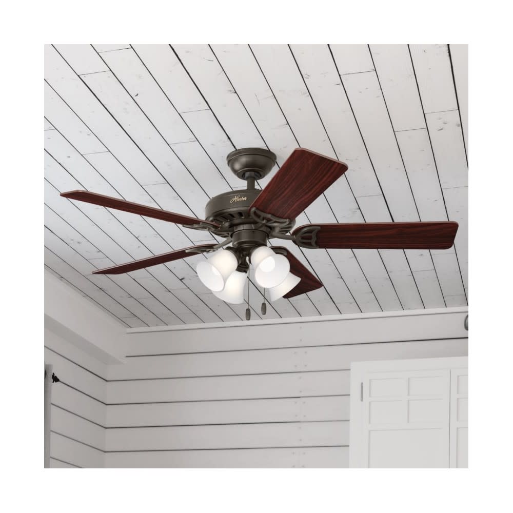Hunter Fan Studio Series Ceiling Fan 52″ New Bronze Cherry/Walnut - Ascmtools