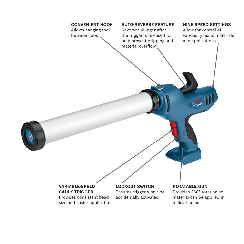 Bosch 18V Caulk and Adhesive Gun (Bare Tool) - Ascmtools