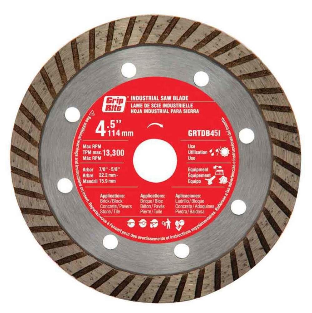 Grip Rite 4-1/2-in Wet or Dry Turbo Diamond Circular Saw Blade - Ascmtools