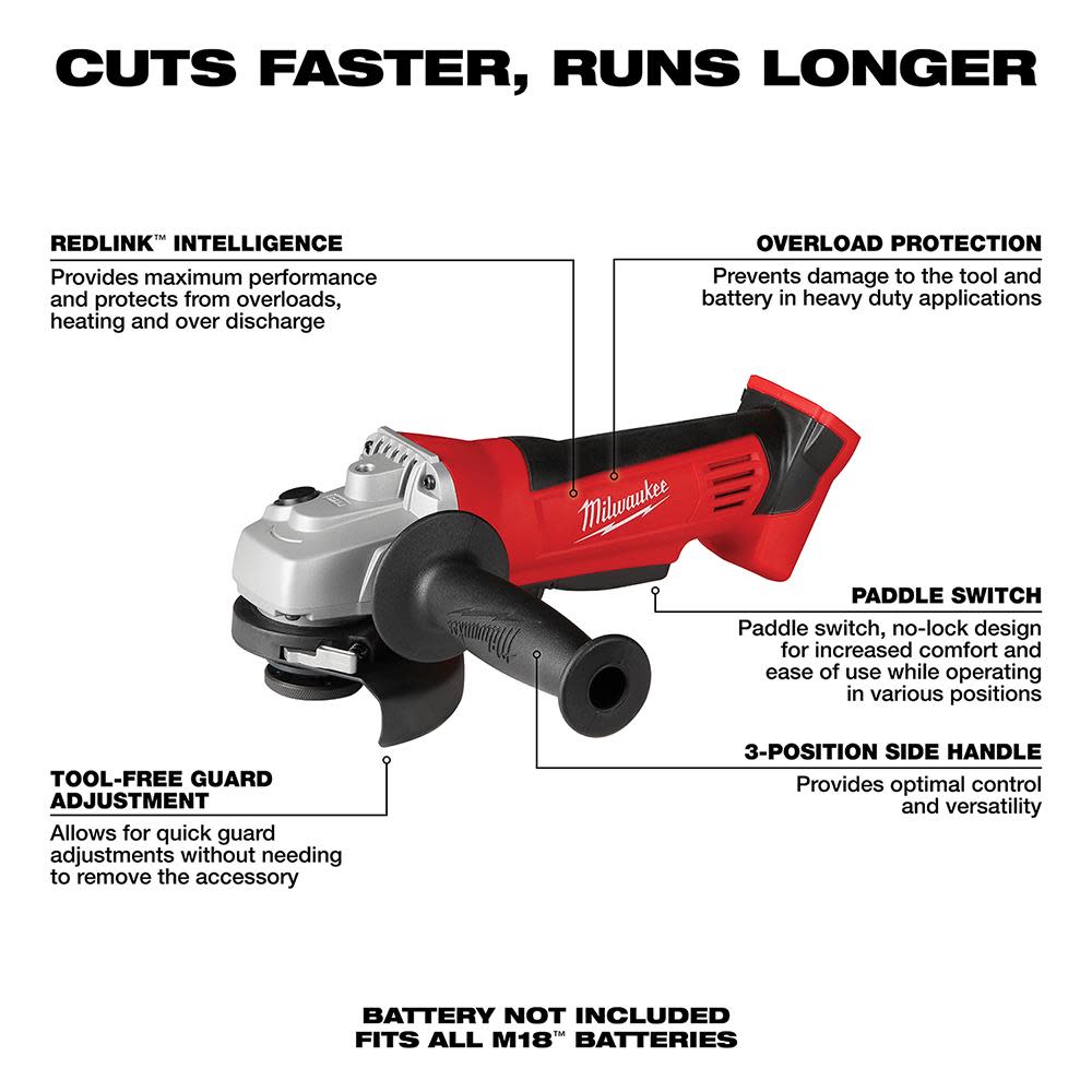 Milwaukee M18 Cordless Lithium-Ion 4-1/2 in. Cut-Off / Grinder - Ascmtools