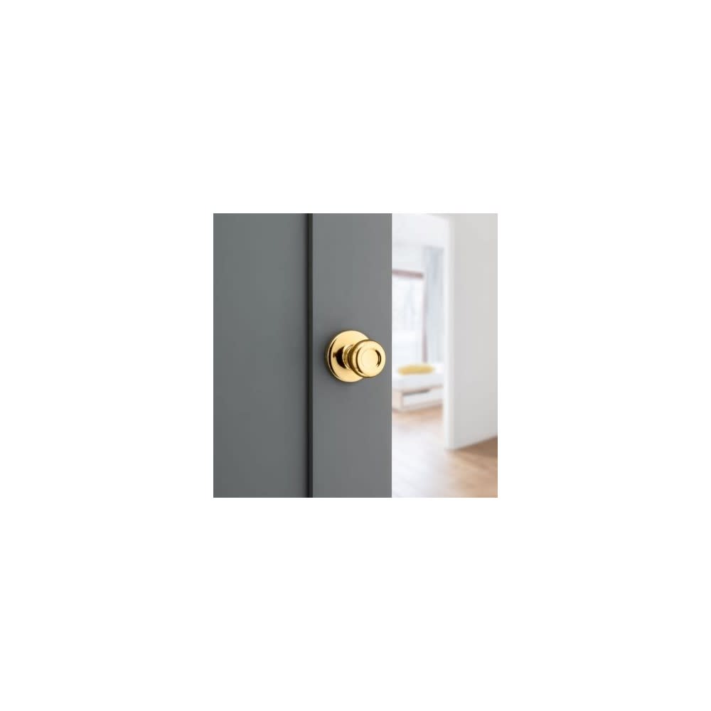 Kwikset Tylo Door Knob Polished Brass Hall & Closet Passage Round - Ascmtools