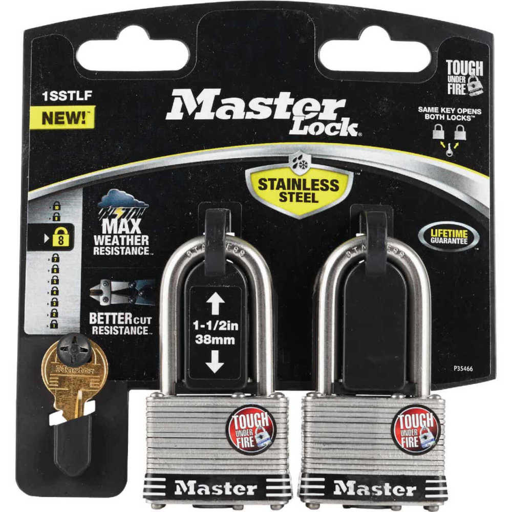 Master Lock Padlock 1 3/4″ Pin Tumbler Keyed Dual Ball Bearing 2pk - Ascmtools