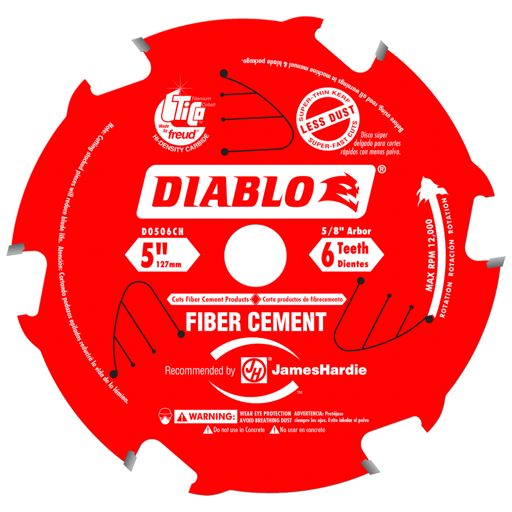 Diablo Tools 5″x 6 Tooth Carbide Fiber Cement HardiBlade - Ascmtools