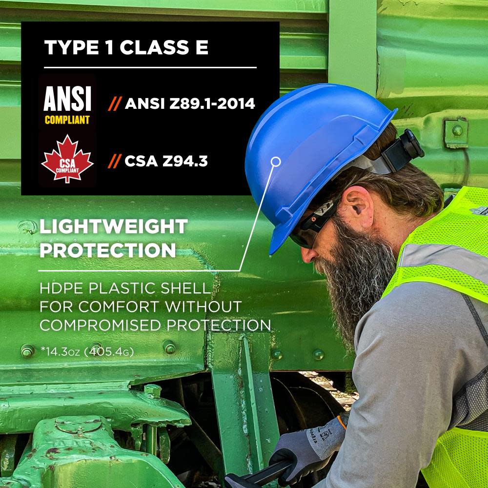 Ergodyne Skullerz 8967 Blue Lightweight Cap Style Hard Hat Class E - Ascmtools