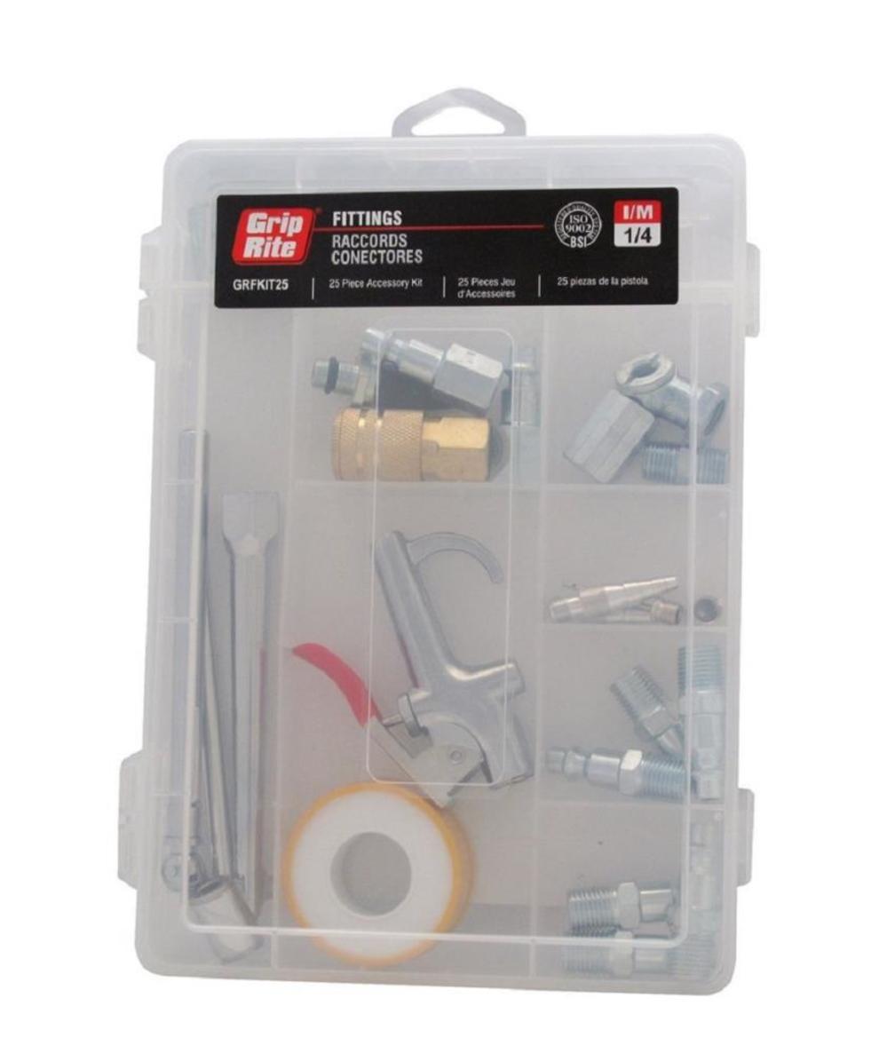 Grip Rite 25-Piece Fitting and Air Hose Accessory Kit - Ascmtools