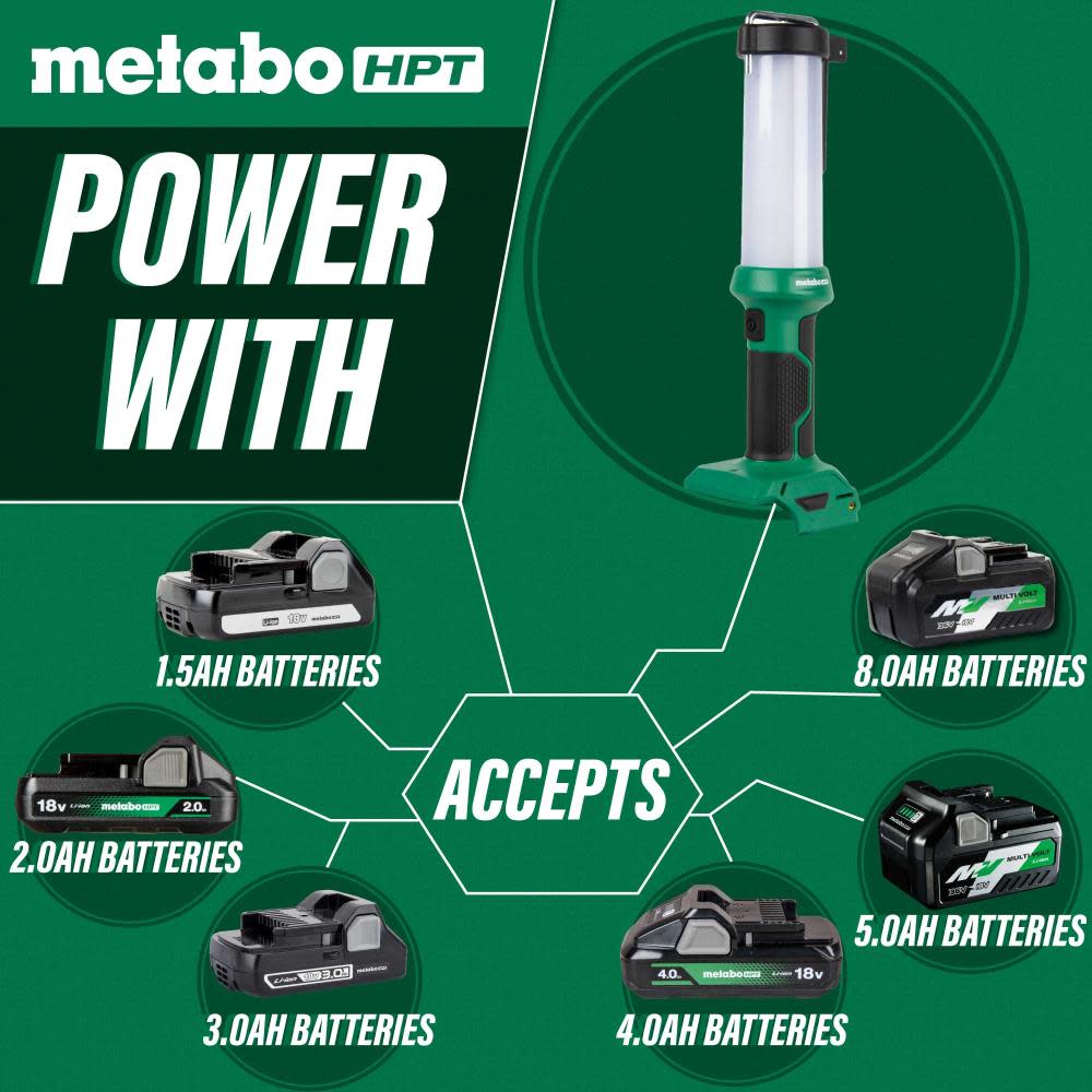 Metabo HPT 18V MultiVolt Lantern 750 Lumen LED Cordless Bare Tool - Ascmtools