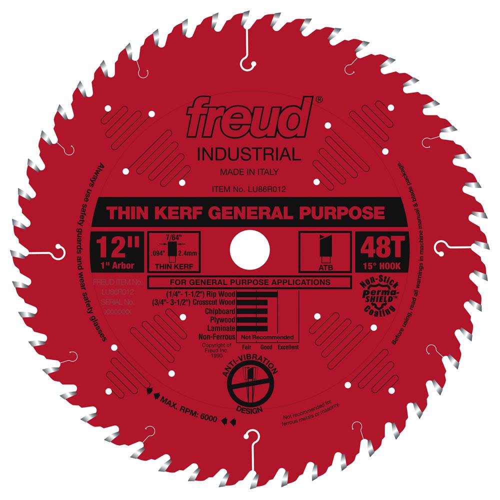 Freud 12 In. x 48T Thin Kerf General Purpose Blade - Ascmtools