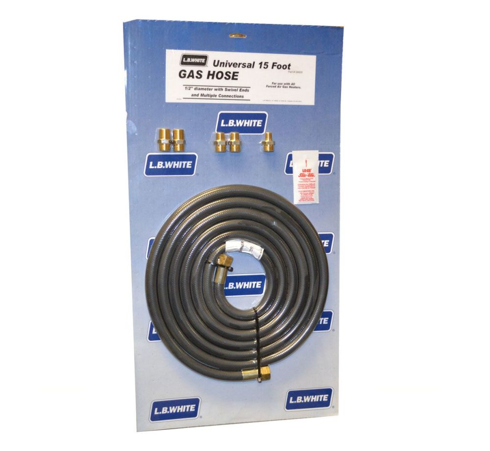 LB White 1/2 In. x 15 Ft. Universal Gas Hose Kit with 5 Adapters - Ascmtools