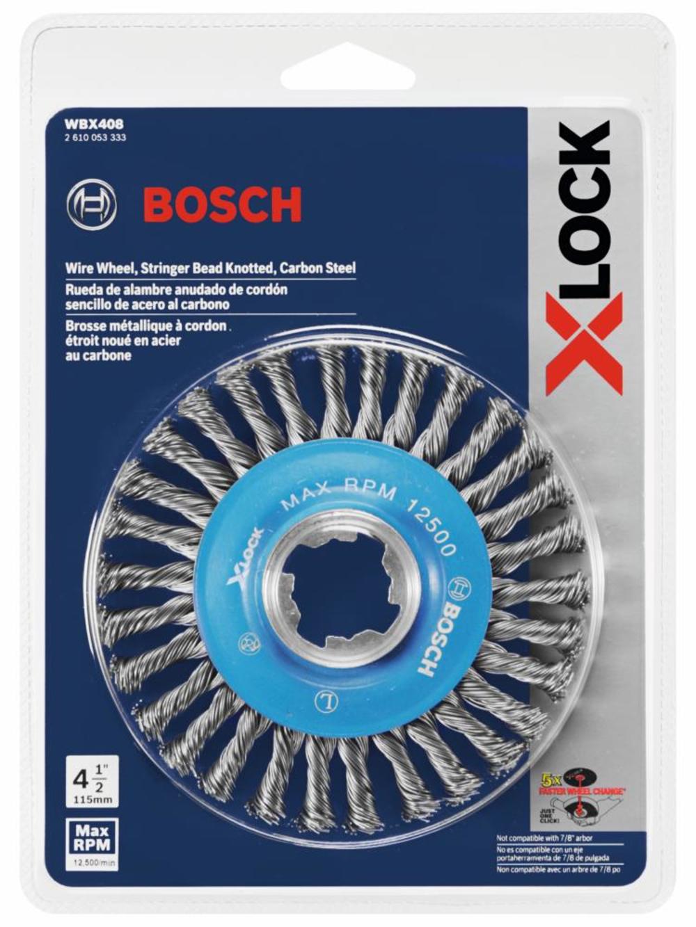 Bosch 4-1/2 In. Wheel Dia. X-LOCK Arbor Carbon Steel Stringer Bead Knotted Wire Wheel - Ascmtools