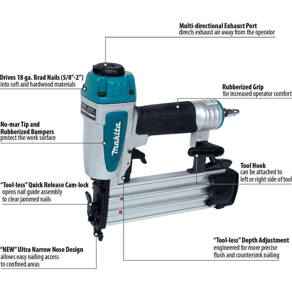Makita 2 in. x 18-Gauge Brad Nailer - Ascmtools