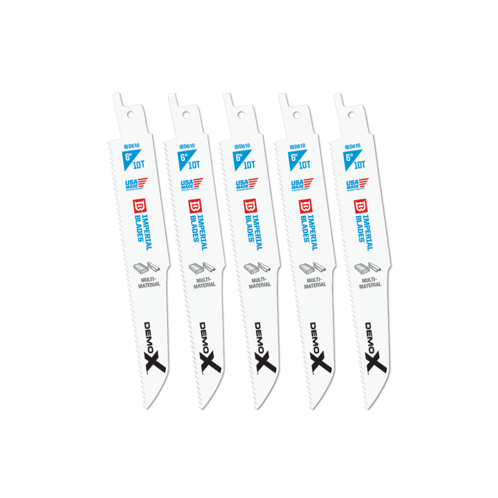 Imperial Blades Demolition 6″ 10 TPI Multi-Material Reciprocating Blade 5PC - Ascmtools