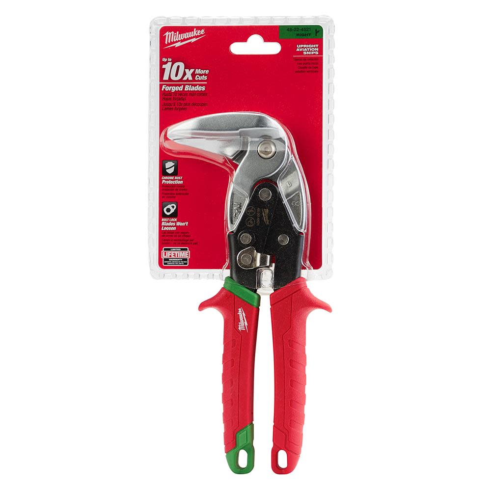 Milwaukee Right Cutting Upright Aviation Snips - Ascmtools
