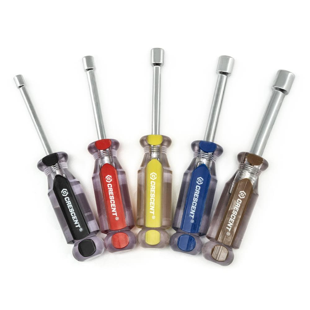 Crescent Nutdriver Set SAE Solid Shaft Tri-lobe Acetate 5pc - Ascmtools
