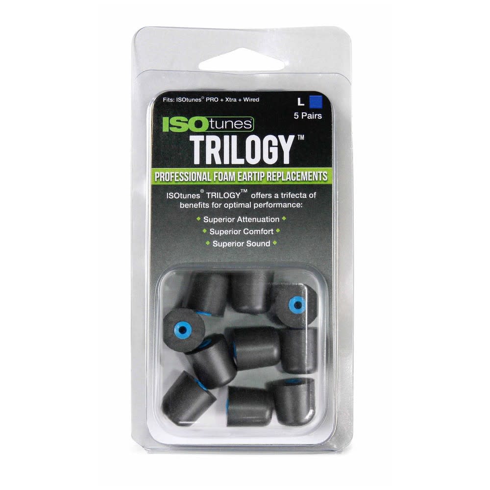 ISOtunes Trilogy Blue Core Tall Foam Ear Tips Large 5 Pairs - Ascmtools