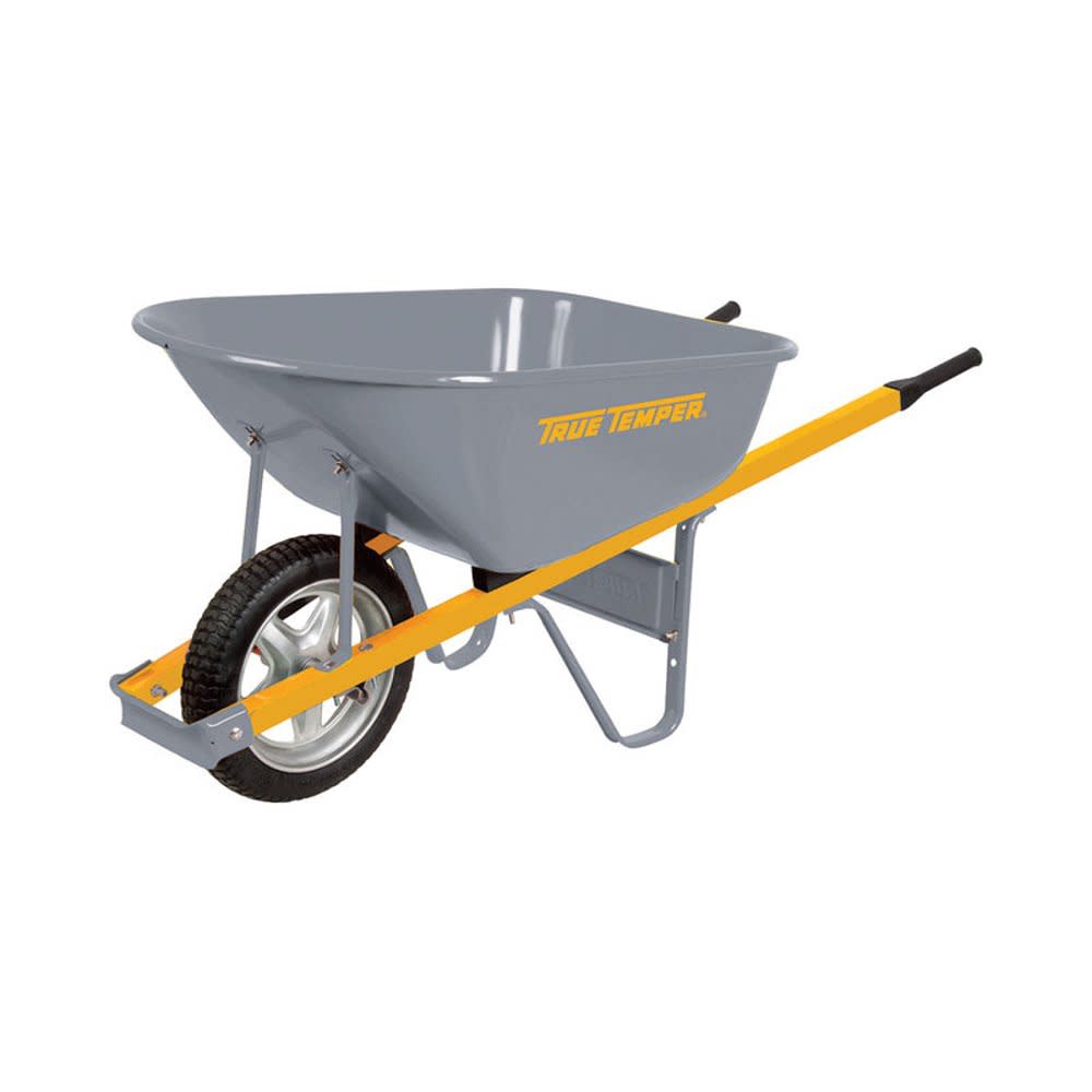 True Temper 6 cu. ft. Steel Wheelbarrow with Single Flat Tire - Ascmtools