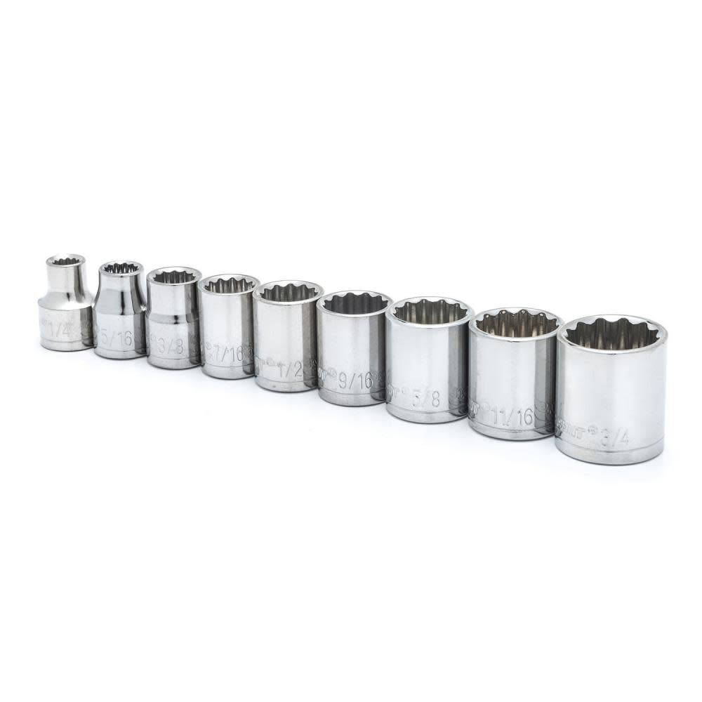 Crescent 9 pc 3/8 Drive 12 Point Standard SAE Socket Set” - Ascmtools