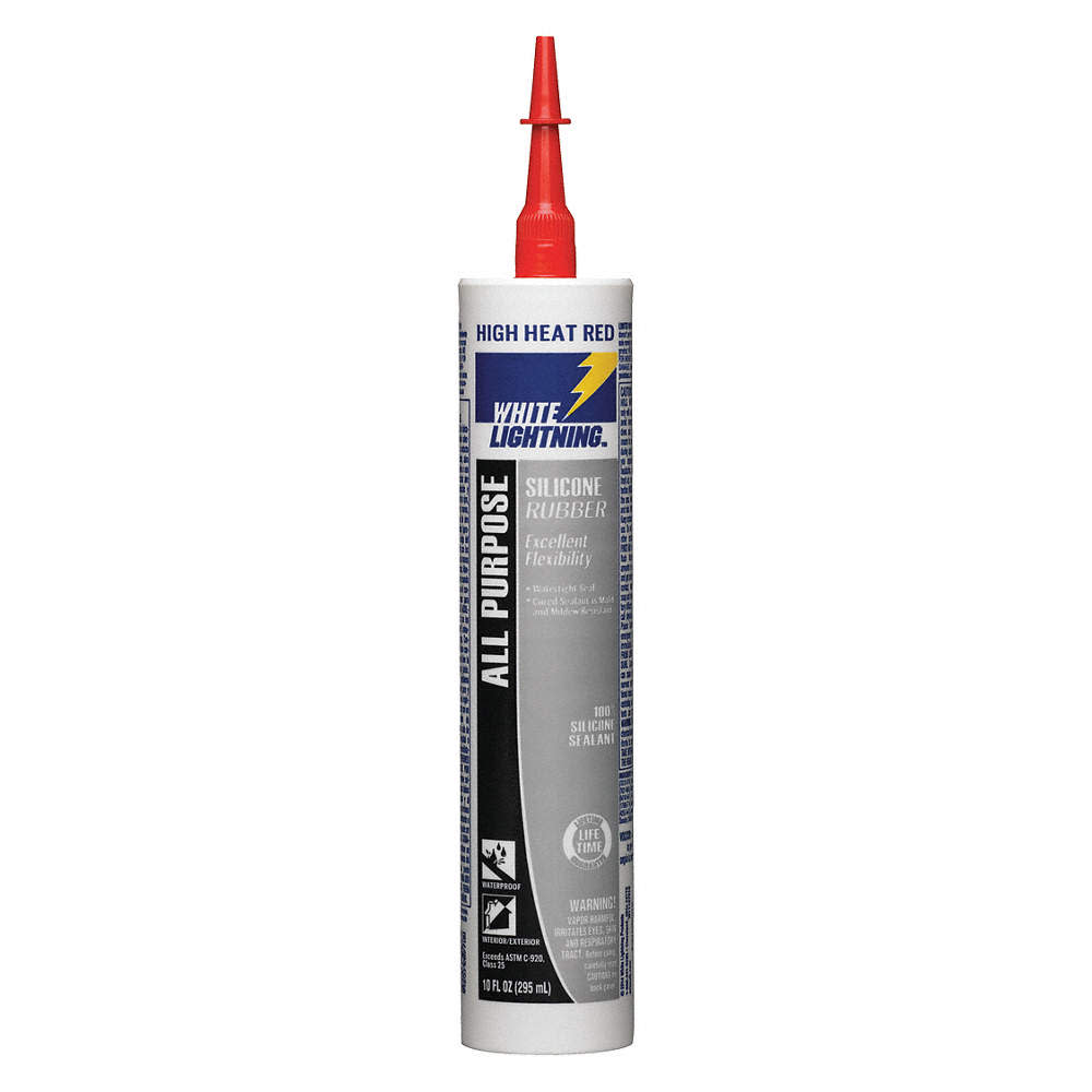 White Lightning 10 Oz High Heat Red All Purpose RTV Silicone Rubber Sealant - Ascmtools