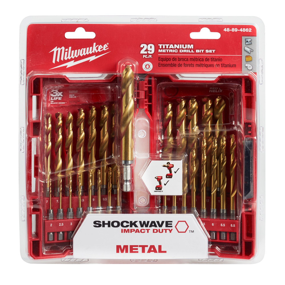 Milwaukee SHOCKWAVE Impact Duty RED HELIX Titanium Metric Drill Bit Set  29PC - Ascmtools