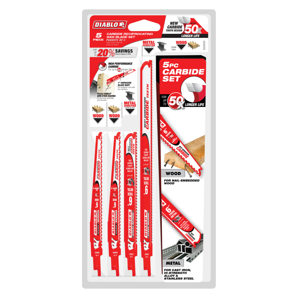 Diablo Tools 5 piece Carbide Recip Set - Ascmtools