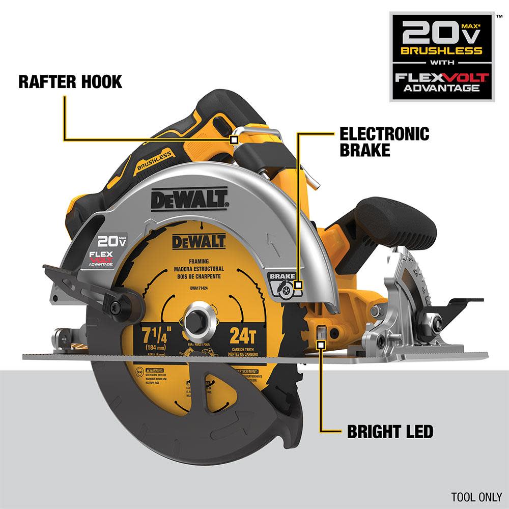 DEWALT 20V MAX 7 1/4″ Circular Saw with FLEXV Advantage Bare Tool - Ascmtools