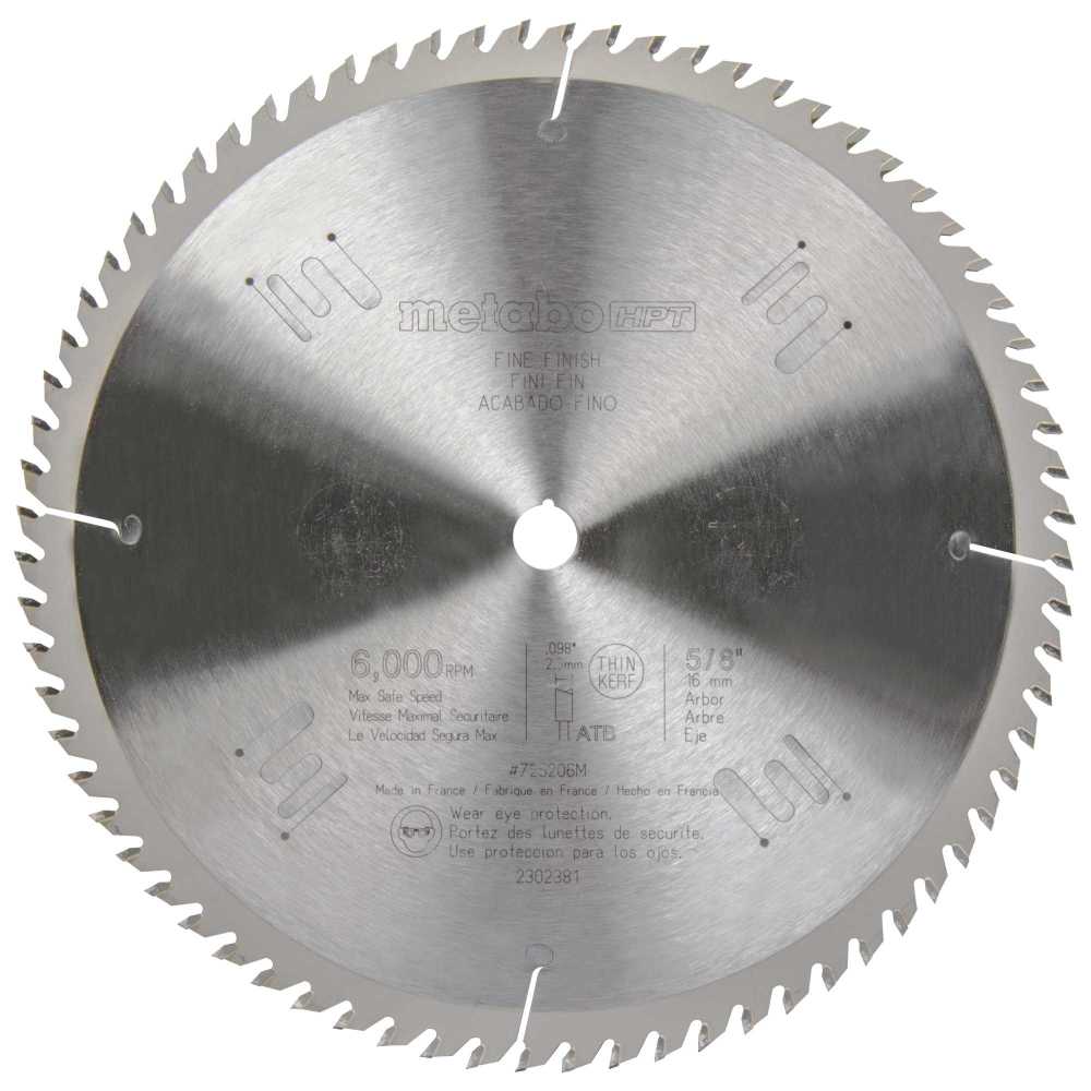 Metabo HPT Finish Miter Saw Blade 72T Tungsten Carbide Tipped 10″ ATB 5/8″ Arbor - Ascmtools