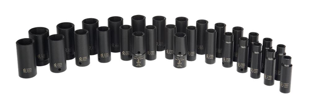 Sunex 29 pc. 1/2 In. Dr. SAE & Metric Double Deep Impact Socket Set - Ascmtools