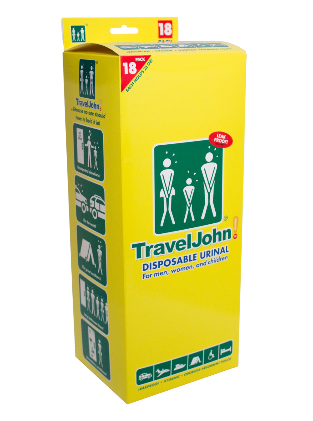 Travel John Non-Toxic Odorless Unisex Deluxe Disposable Urinal Bag – 18/Pack - Ascmtools