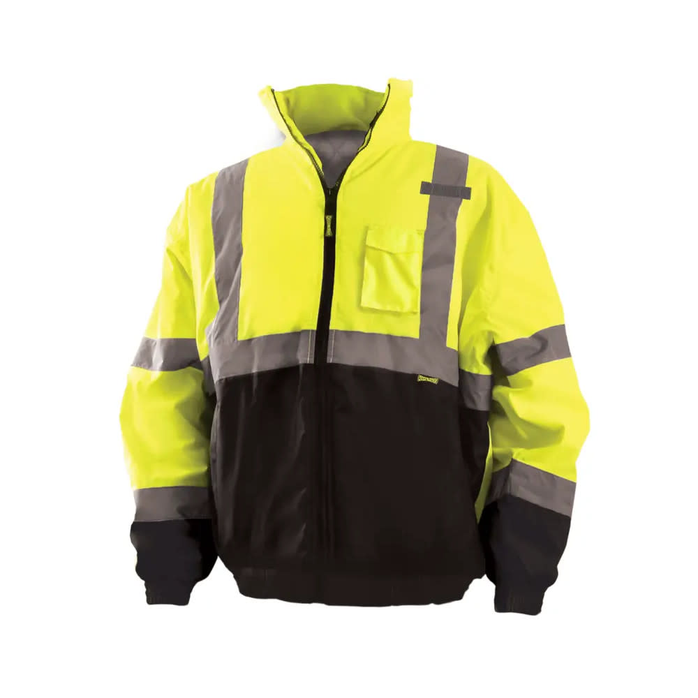 Occunomix Hi-Vis Yellow Class 3 Value Black Bottom Bomber Jacket 4X - Ascmtools