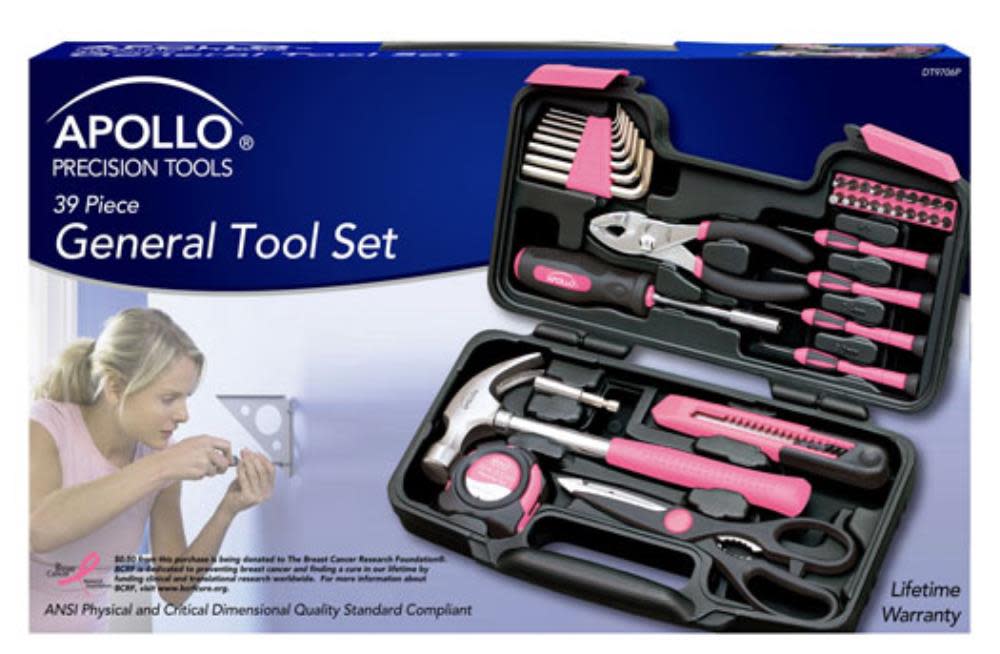 Apollo Precision Tools 39 Piece General Tool Set – Pink - Ascmtools