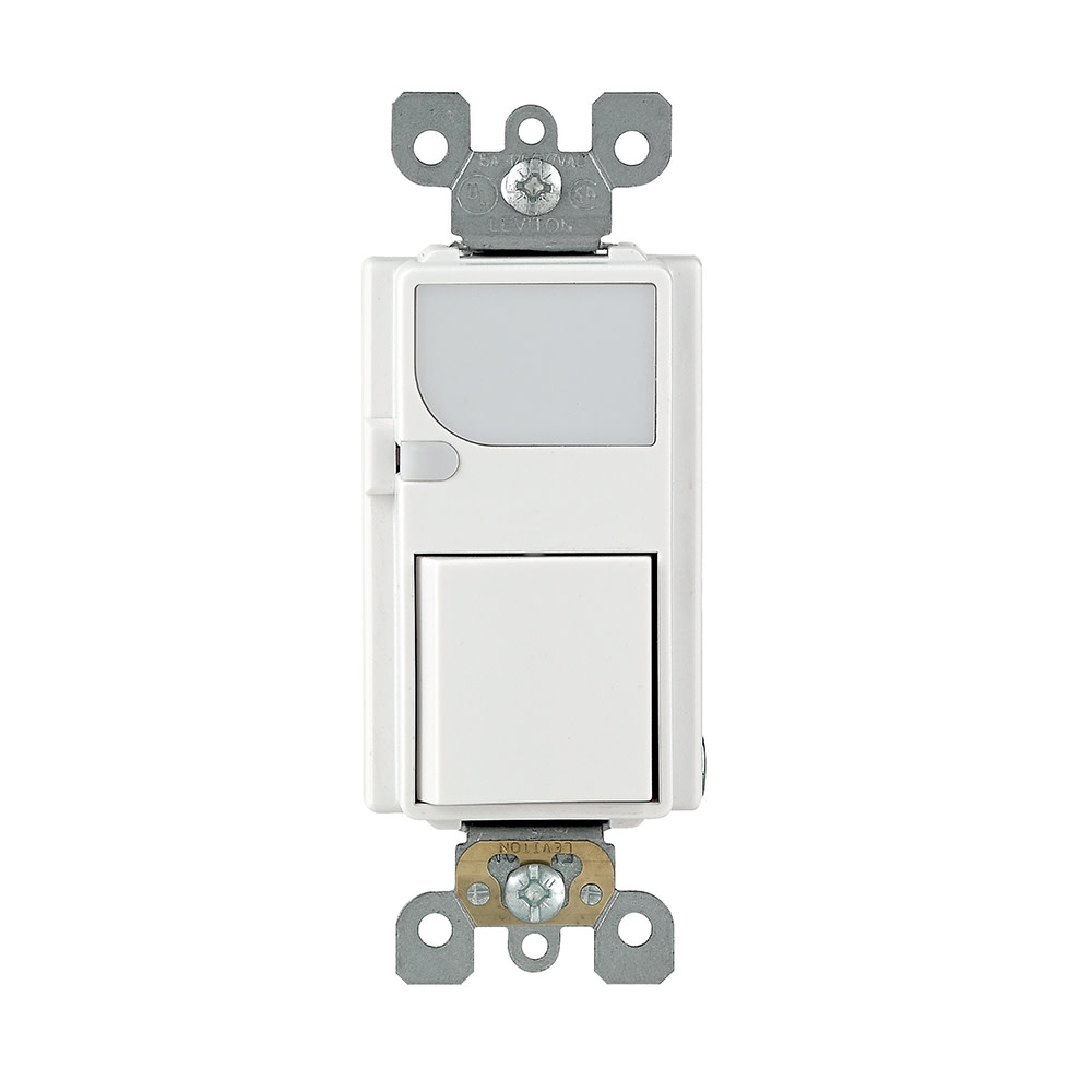 Leviton Combination Decora Switch with LED Light 15A 120VAC White - Ascmtools