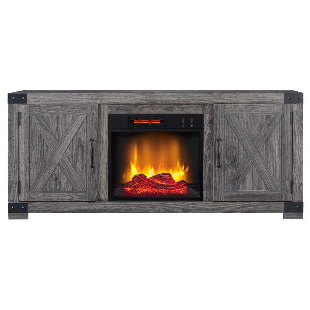 Hearthpro Media Electric Fireplace with Industrial Details - Ascmtools