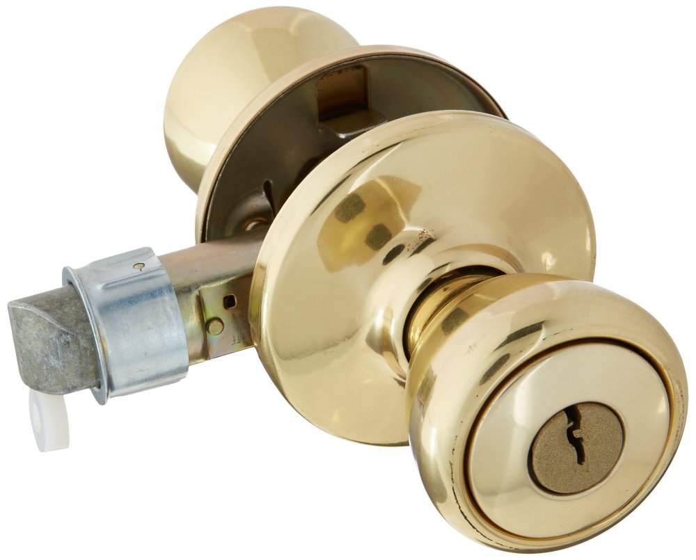 Kwikset Polished Brass Mobile Home Keyed Entry Lockset Knob - Ascmtools