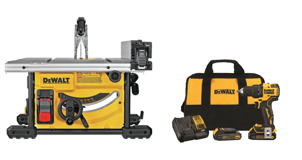 DEWALT 8 1/4″ Table Saw with 20V MAX 1/2″ Drill Driver Kit Bundle - Ascmtools