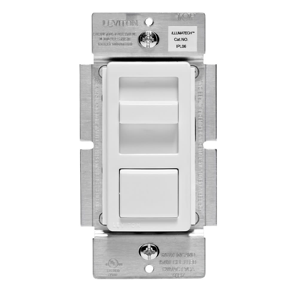 Leviton IllumaTech 120V 600W White 3 Way Slide Dimmer Switch - Ascmtools
