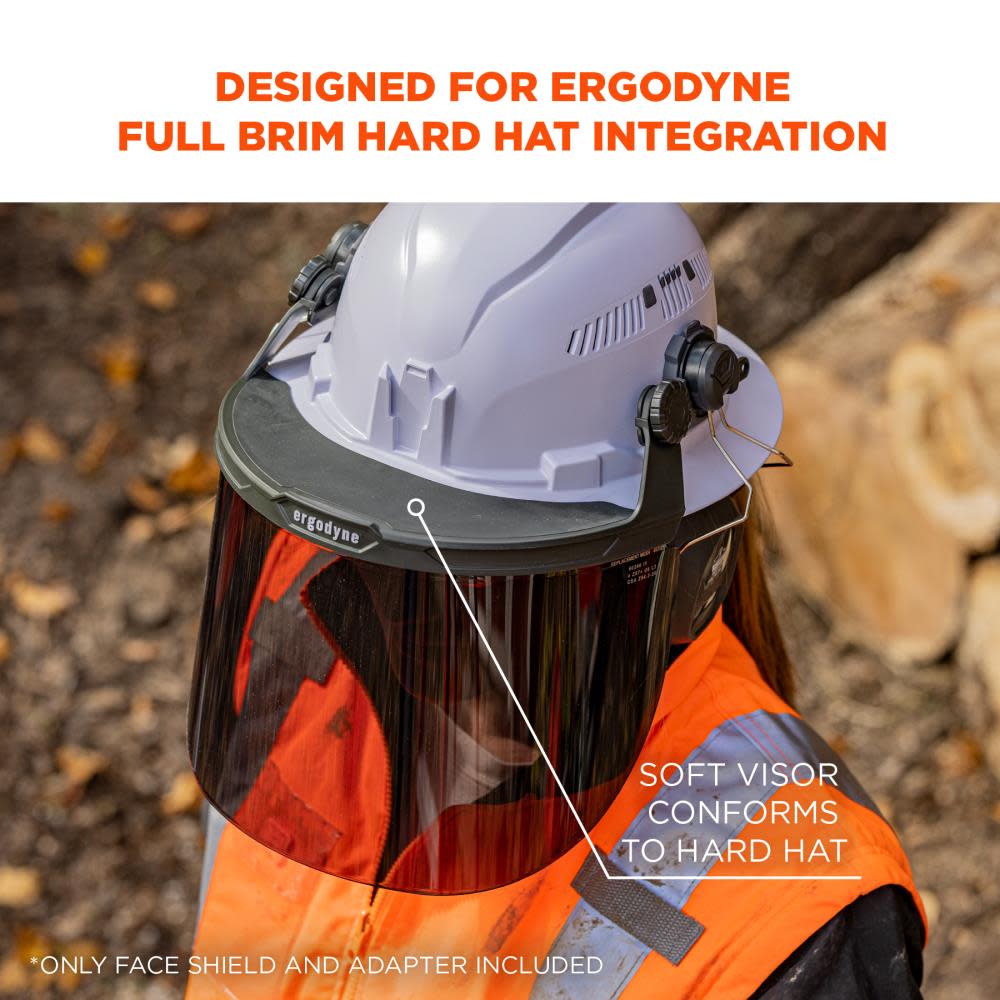 Ergodyne Smoke Lens Gray Hard Hat Face Shield for Full Brim - Ascmtools