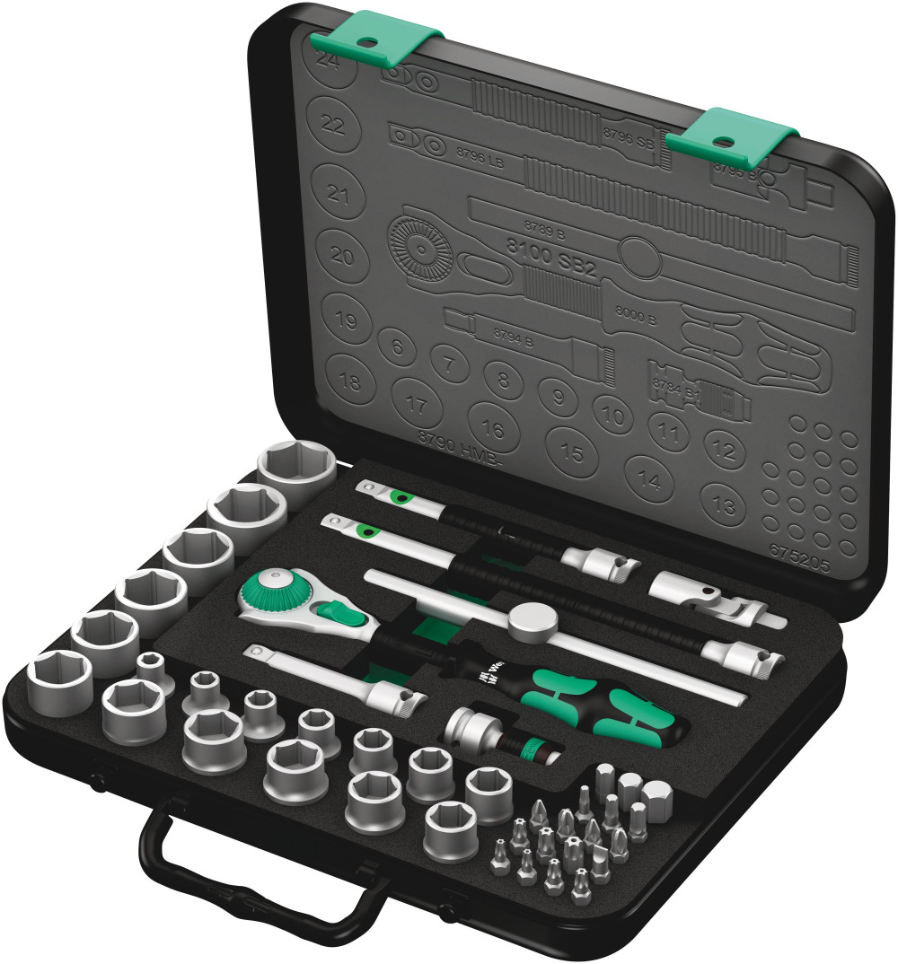 Wera Tools 43pc 3/8″ Drive 8100 SB 2 Zyklop Speed Ratchet Set - Ascmtools