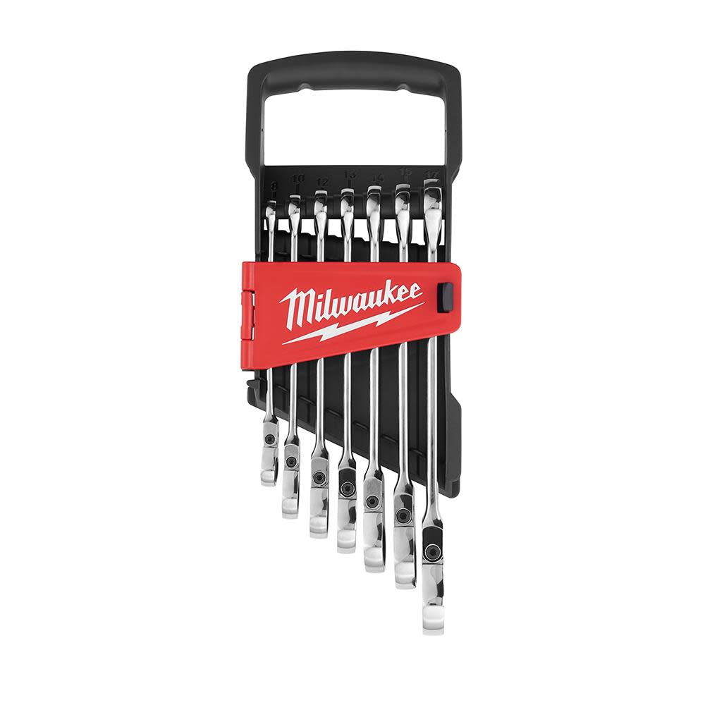 Milwaukee Combination Wrench Metric Flex Head Ratcheting Set 7pc - Ascmtools