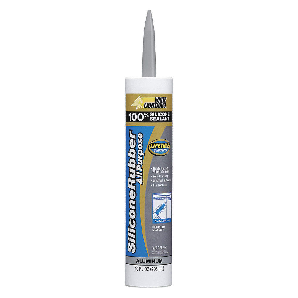 White Lightning 10 Oz Aluminum All Purpose RTV Silicone Rubber Sealant - Ascmtools