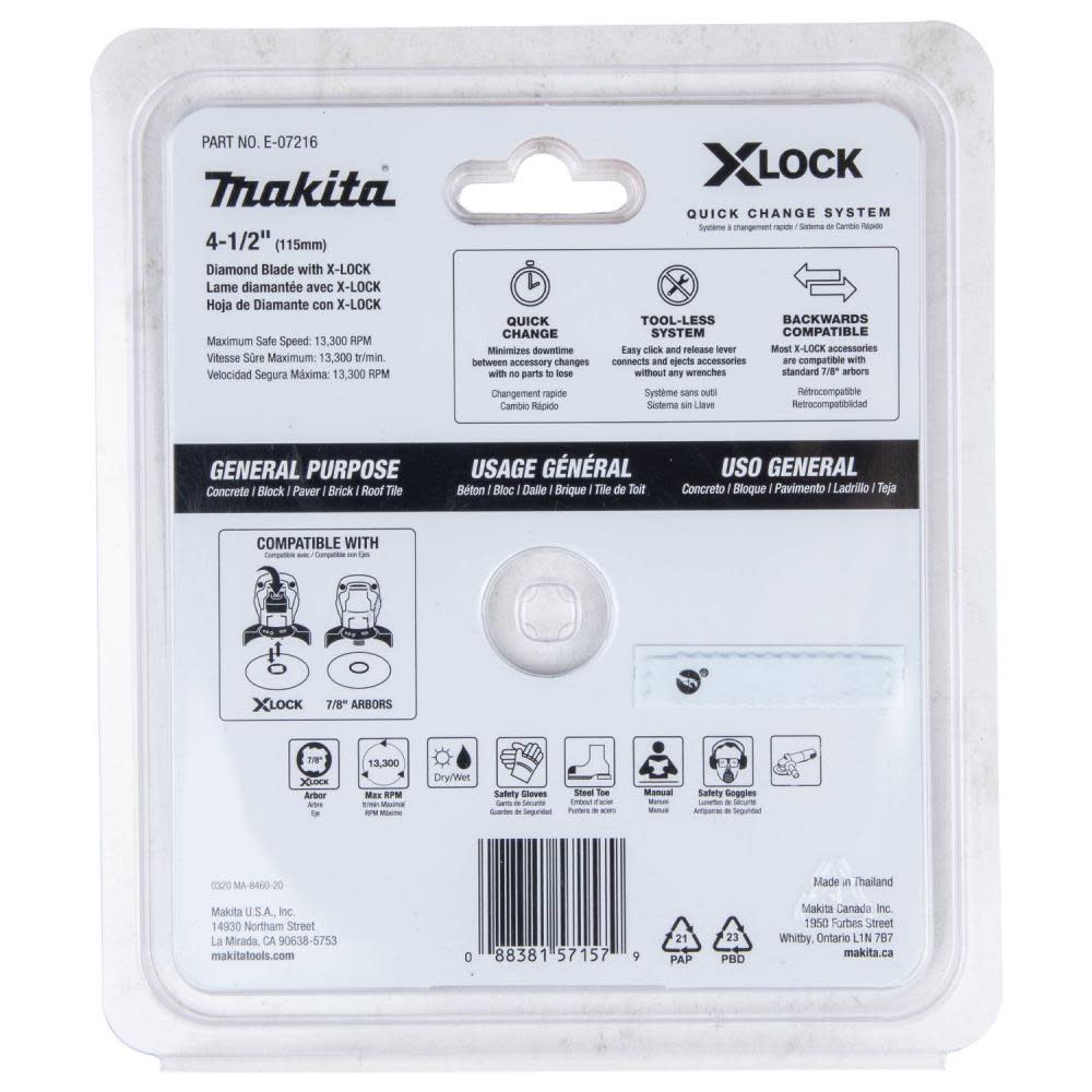 Makita X-LOCK 4-1/2″ Turbo Rim Diamond Blade for Masonry Cutting - Ascmtools