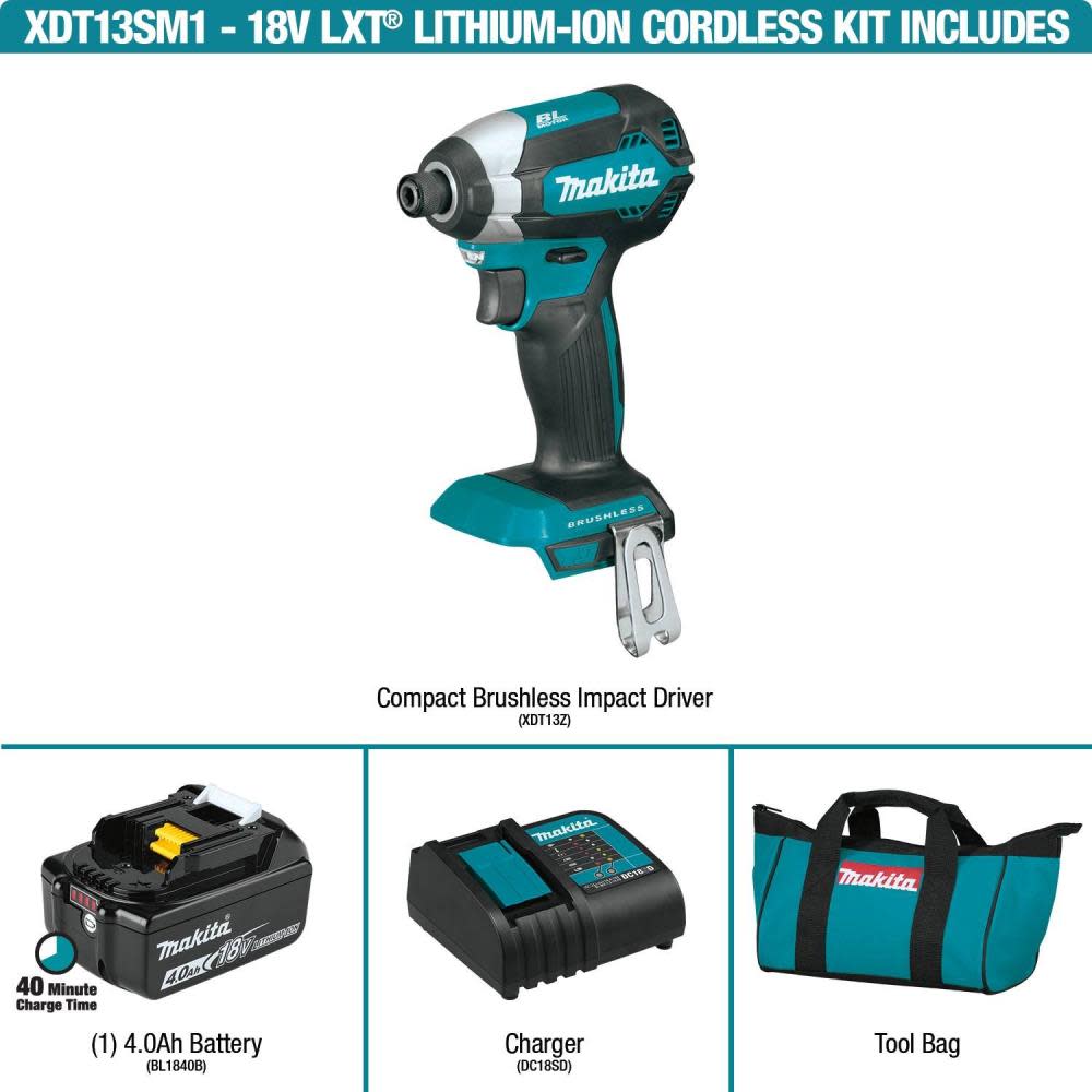 Makita 18V LXT Impact Driver Lithium Ion Brushless Cordless Kit - Ascmtools