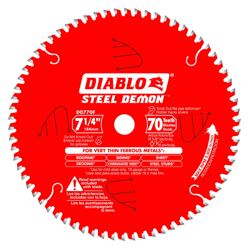 Diablo Tools 7-1/4″ x 70 Tooth Steel Demon Metal Cutting Saw Blade - Ascmtools