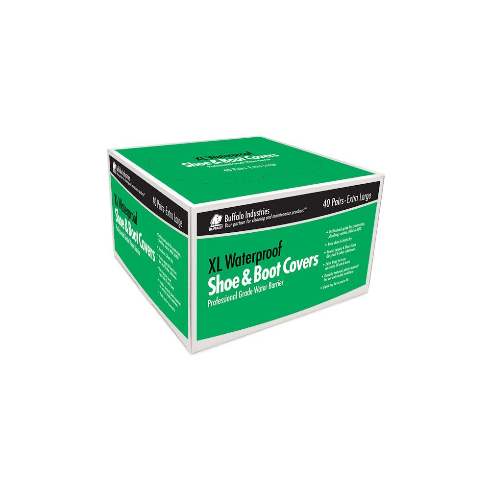 Buffalo Industries X Large Waterproof Shoe & Boot Cover 40 Pairs Per Box - Ascmtools