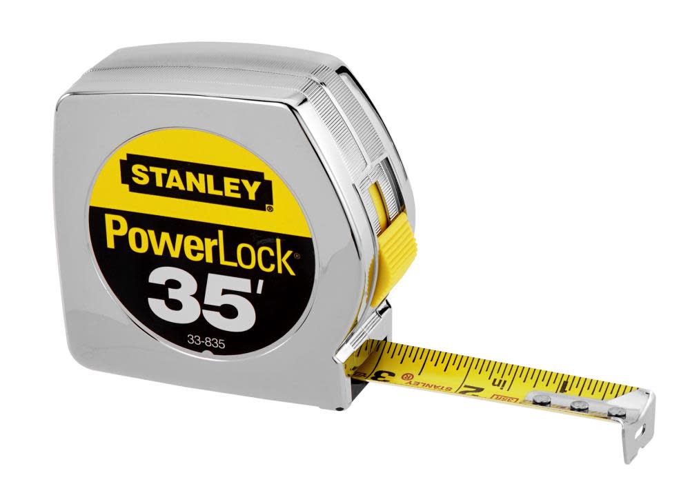 Stanley 35Ft x 1In Chrome Case PowerLock Classic Tape Measure - Ascmtools